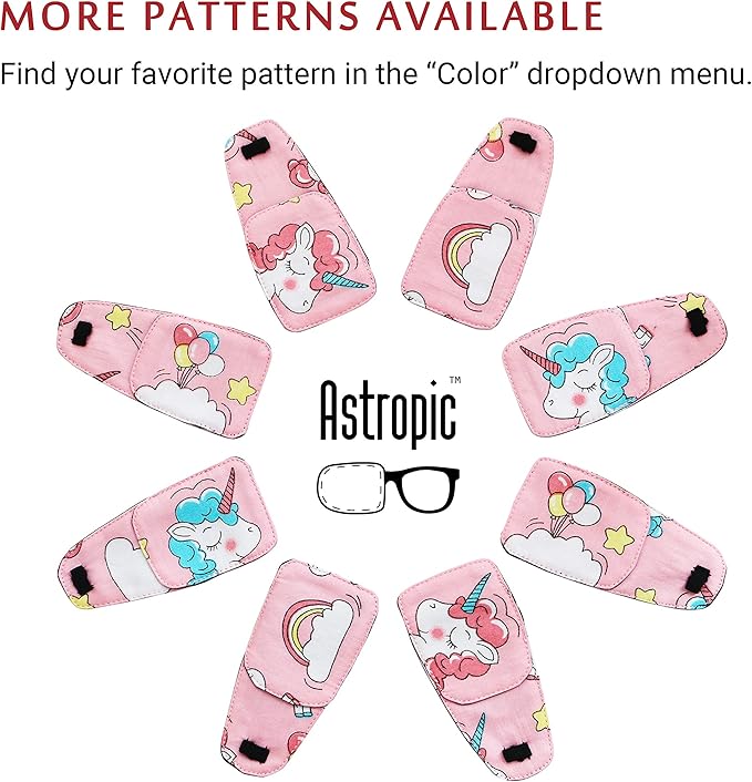 Astropic Cotton & Silk Eye Patch for Kids Glasses (Right Eye, Rainbow)