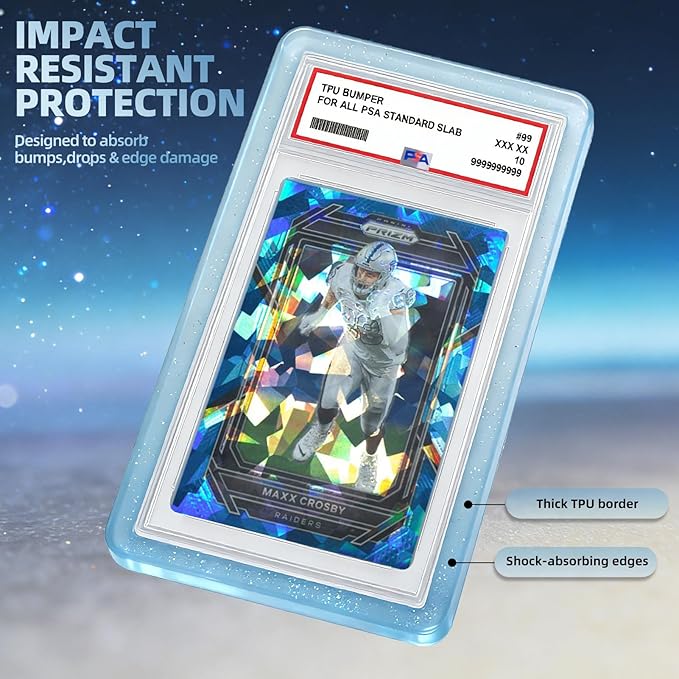 NAKIS Slab Guard for PSA Graded Cards, 1 Pack TPU Slab Protector Graded Bumper Guard for PSA Graded Card Only, Gradient Color Glitter Limited Edition, COLOR8