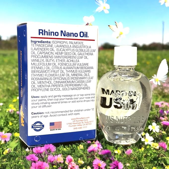 1 Pack - Rhino Nano Essential Oil - Dau Con Te Giac Cong Nghe Nano - 10mL per Bottle - Product of USA