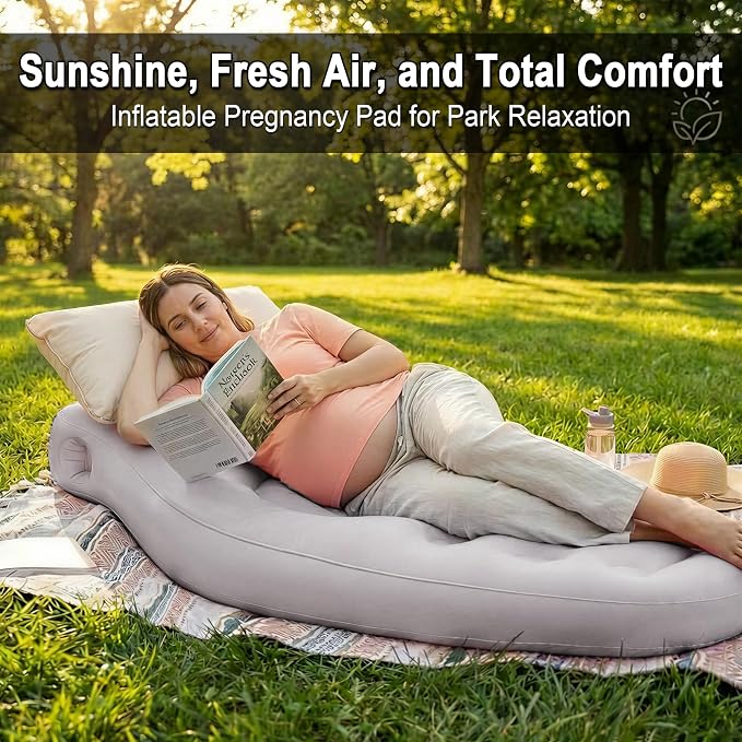 Inflatable Tummy Nest Pregnancy Pillow with Belly Hole, Belly Mattress for Pregnancy Pillow Stomach Sleepers,Maternity Pool Float,Prenatal Massage Pillow,Extra Wide&Tall,All Pregnancy Stages (Brown)