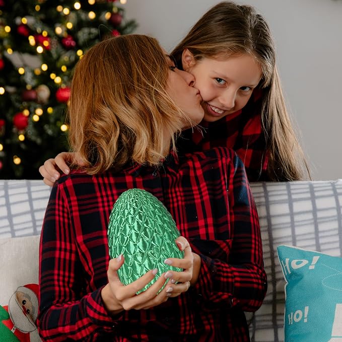 Large Dragon Eggs with Dragon Inside, 3D Printed Surprise Funny Gifts for Kids, Articulated Dragon Fidget Toys for Adults, Executive Desk Toys Office Room Dรฉcor (Christmas Green)