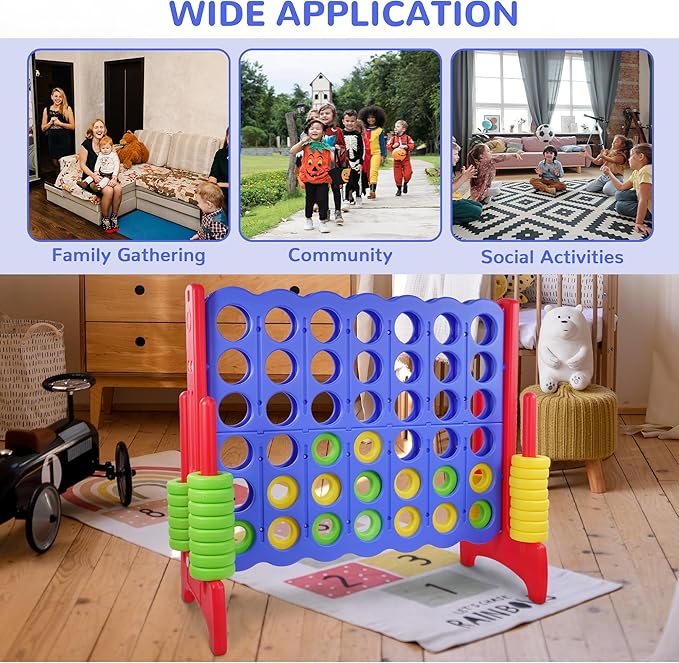 Elevon Giant 4-to-Score Game Set, 4-in-A-Row Jumbo with 42 Jumbo Rings & Quick-Release Slide, 3.6FT Tall Indoor & Outdoor Yard Family Connect Game, Holiday Party & Family Game
