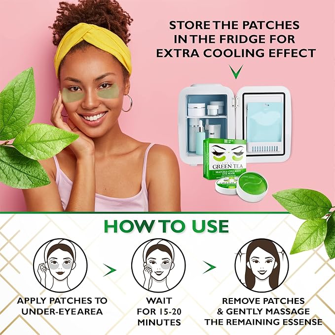 Under Eye Mask for Puffy Eyes, Dark Circles, Eye Bags, Puffiness, Wrinkles with Collagen - Hydrating - Green Tea Skincare - Anti-Aging Eye Patch Treatment Masks - 60 Under Eye Gel Pads