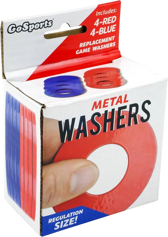 GoSports Replacement Washers Set of 8 for Washer Toss Game - Choose Bottle Opener, Plastic Coated Metal, or Plastic Coated Steel