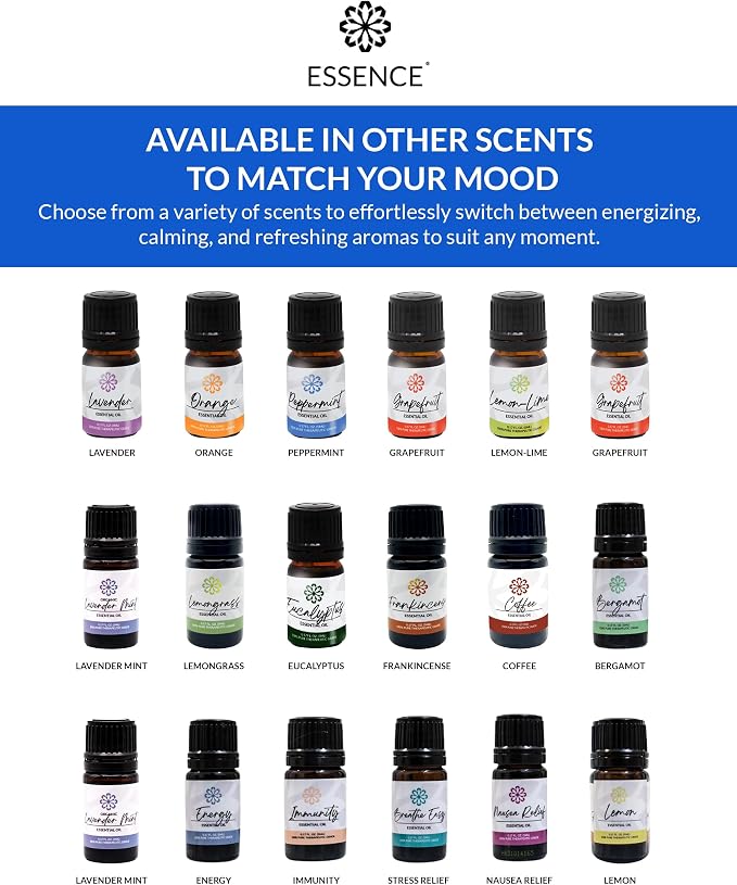 Essence Pearl Travel Case | Peppermint Essential Oil | Aromatherapy Nasal Diffuser & Essential Oil Carrying Case | Invigorating Peppermint Scent| Travel-Friendly Kit | White Pod