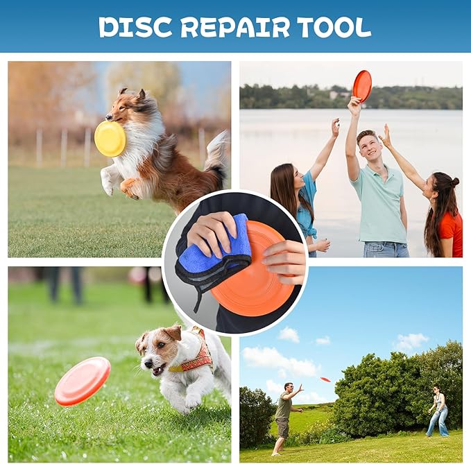 2 Sets Repair Tool for Disc Golf, Disc Golf Edge Maintenance Tool with 2PCS Towels, Outdoor Sports Disc Golf Repair & Cleaning Tool for Flying Discs Accessories for Scratch Stains Repair Polishing