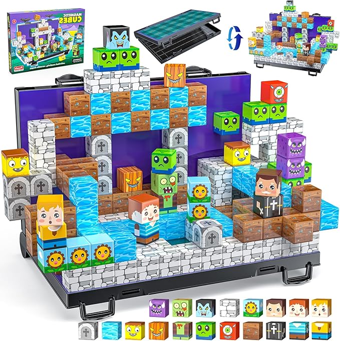 Magnetic Blocks, Magnetic Building Blocks for Kids, Montessori Sensory Magnets Constructions Toys for Boys Girls Age 3 4 5 6 7 8 9 10 Year Christmas Birthday Easter Gifts 84pcs