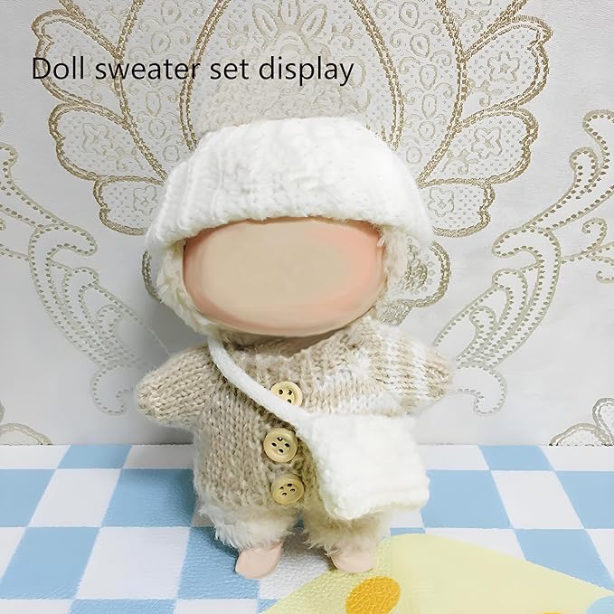 Complete Cute Outfit for 17cm Collectible Dolls: Hat & Overalls Set - Ideal for Dressing Up Elf or Fantasy Style Figures (Brown-b)