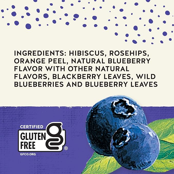 Celestial Seasonings True Blueberry Herbal Tea Bags, Caffeine Free, 20 Bags Box (Pack of 6)
