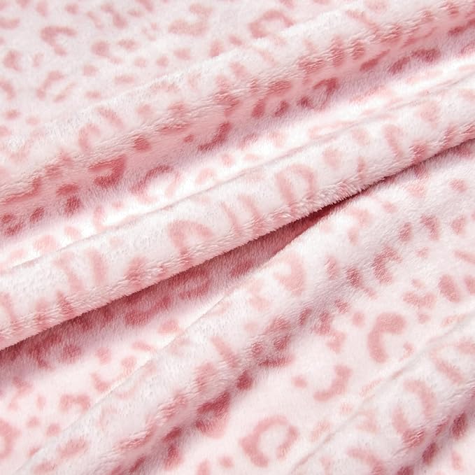 Edenleaf Leopard Print Blanket Fleece Throw for Bed Sofa Travel and Camping, Super Soft Cozy Fluffy Plush Cheetah Print Blanket for All Seasons 60"x80"(Light Pink)