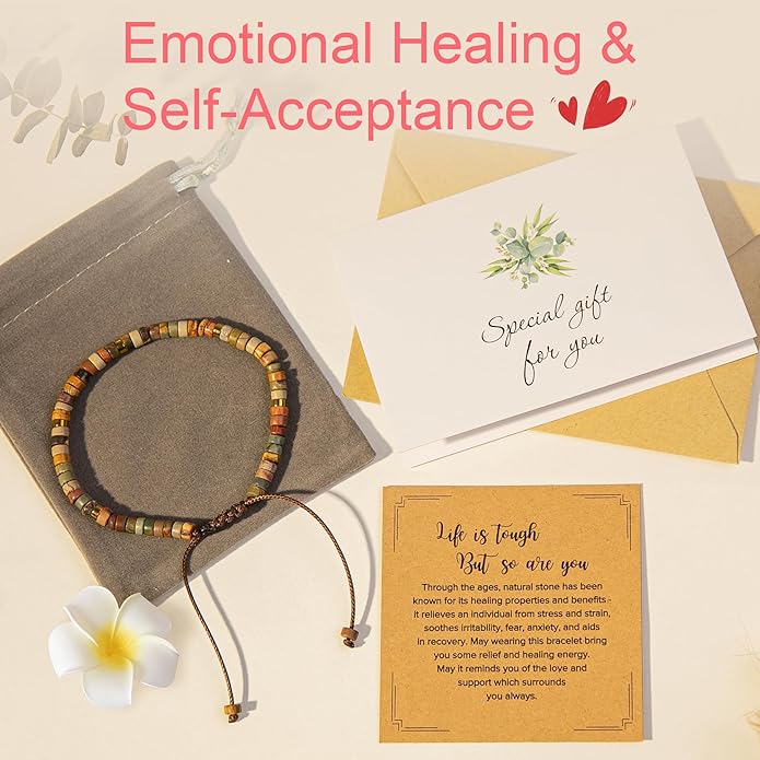 Inspirational Gifts Bracelets for Women: Valentines Mothers Day Birthday Gifts for Women Friends Sister Mom - Healing Natural Stone Beads Bracelets Thinking of you Get Well Soon Gift for Women