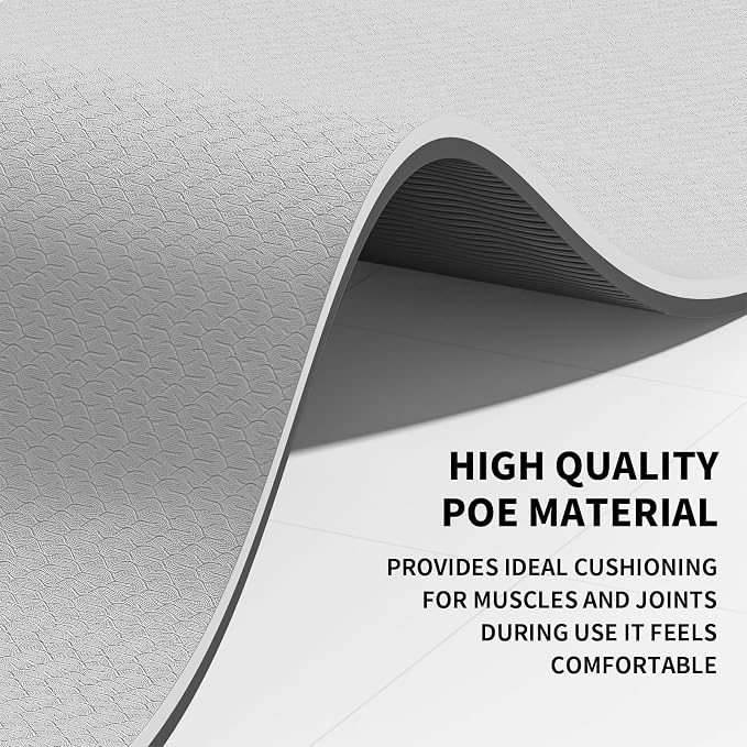 Large Yoga Mat (6'x 4')-POE 0.28''/0.32''/0.4'' Thick Fitness Mat, Eco-Friendly Exercise Mat for Home Workouts, Ideal for Yoga and Pilates
