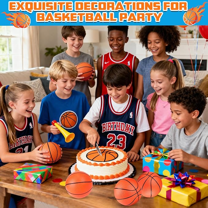 Hymaz 24 Pack 4 inch Mini Basketball Ball, Small Basketball with Pump for Kids Toddlers Great Gifts, Inflatable Toys Rubber ball for Basketballs Hoop, for Indoors Outdoors Pool Party Theme Favors Game