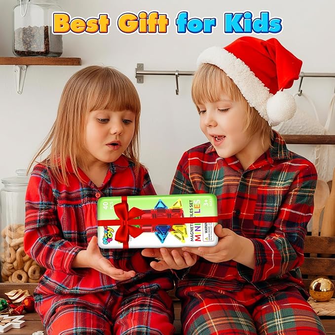 Mini Magnetic Tiles Toddler Travel Essentials Toys with Case Set, Magnetic Building Blocks Kids Games, Montessori Preschool Education Sensory Toys for 3 4 5 Year Old Boys Girls Birthday Gifts
