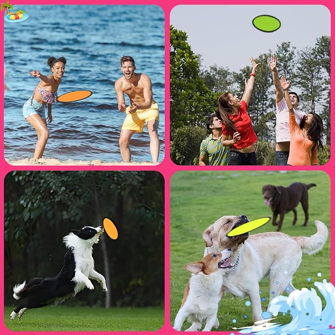 Foldable Flying Disc Fans Set with Bags, 9.8 Inch Black Egde Fabric Beach Flying Disc for Wedding Gift Party Favors Outdoor Activity