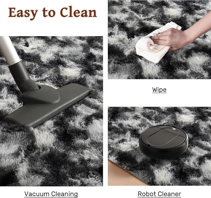 4x6 Area Rugs for Bedroom, Black Plush Fluffy Shaggy Living Room Rugs Non-Slip, Ultra Soft Carpet for Nursery Kids PlayRoom Dorm Office Indoor