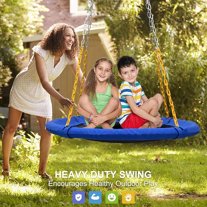 Trekassy 1,000lbs Capacity 40" Saucer Tree Swing for Kids & Adults with Heavy Duty Rust-Resistant Chains, UV/Wear Proof Textilene Fabric Outdoor Disc Round Swing Seat for Backyard