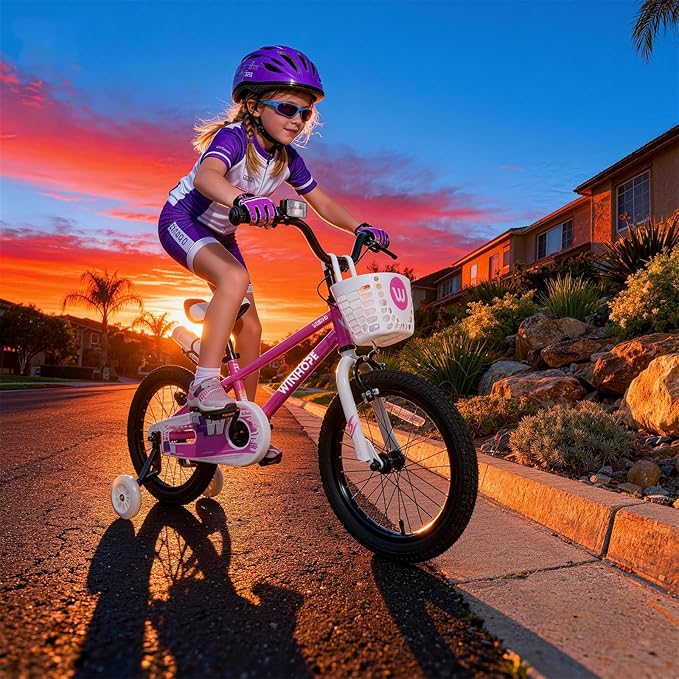 WinHope Kids Bike, 12-18 Inch Toddler Bicycle with Removable Training Wheels and Dual Brakes, Children Bike for Beginner with Adjustable Seat and Headlebar for 2-9 Years Boys Girls, Multiple Colors