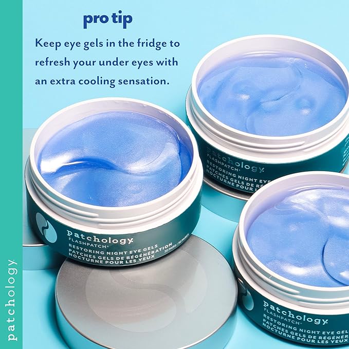 Patchology FlashPatch Restoring Night Eye Gel Patches with Retinol, Squalane & Peptides – Hydrogel Under Eye Masks for Fine Lines, Dark Circles & Puffiness – Overnight Eye Care (5 Pairs)