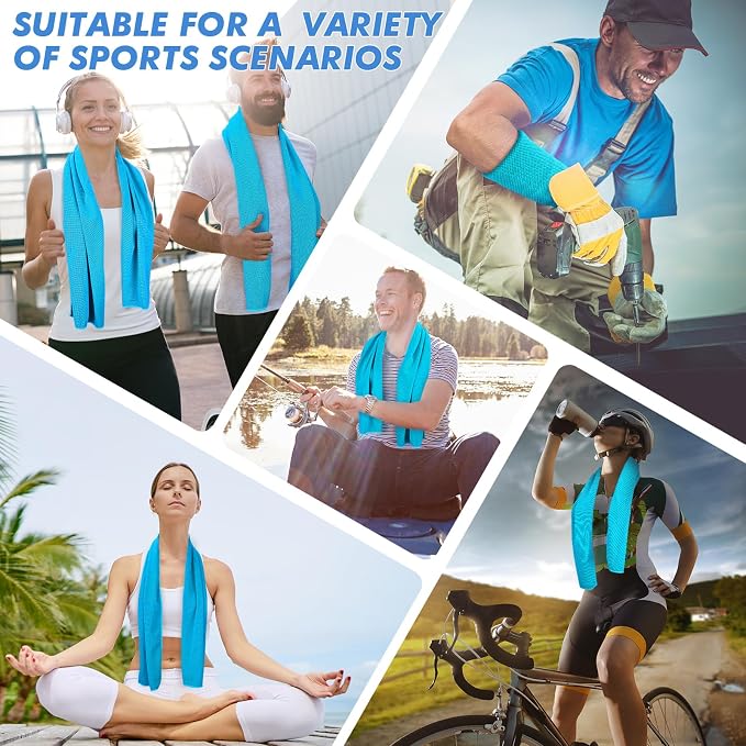 CSITE 20 Pack (47"x12") Cooling Towels for Neck and Face Bulk, Ice Towel for Hot Weather, Soft Breathable Chilly Gym Towels, Microfiber Towel for Work Out, Yoga, Running, Camping & More Activities