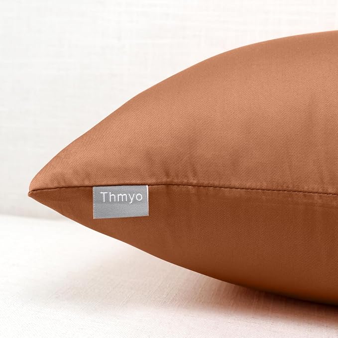 Thmyo 4-Pack 100% Cotton Comfortable Solid Decorative Throw Pillow Case, Square Cushion Cover Pillowcase Sublimation Blank Pillow Covers DIY Throw Pillowcase for Sofa(16x16 inch/ 40x40cm,Rust)