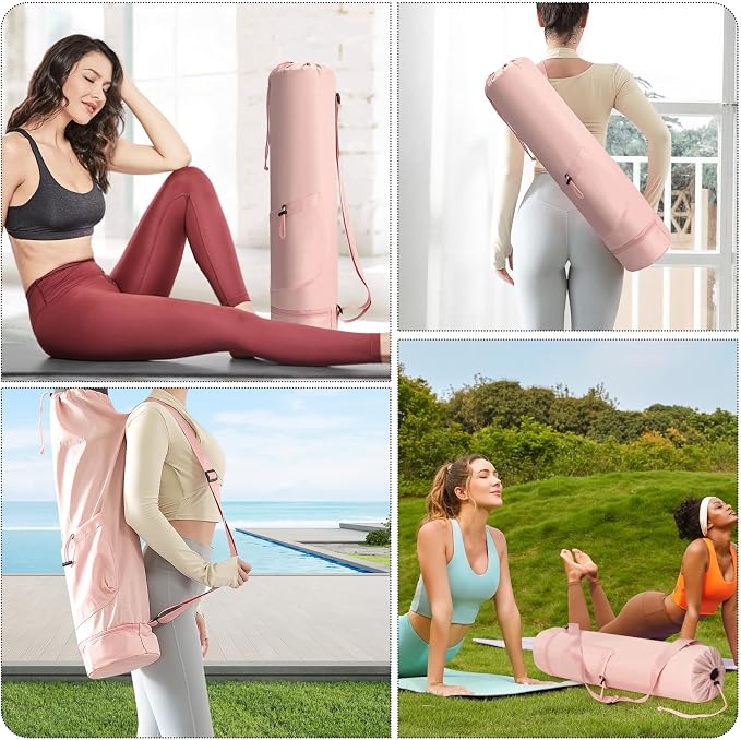 Yoga Mat Bag, Yoga Bag with Adjustable Strap and Pockets for Women & Men, Lightweight Carrier for Yoga, Workout, Outdoor Use
