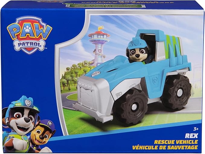 Paw Patrol, Rex’s Dinosaur Rescue Vehicle, Toy Truck with Collectible Action Figure, Sustainably Minded Kids Toys for Boys & Girls Ages 3 and Up