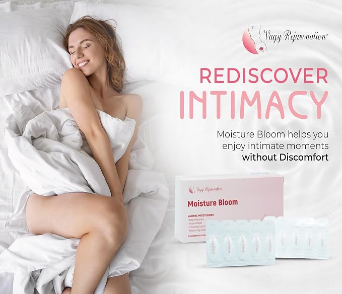 Vagy Rejuvenation Moisture Bloom Vaginal Moisturizer with Hyaluronic Acid & Aloe Vera – Hormone-Free Hydration for Dryness – 10 Vaginal Ovules