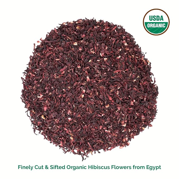 Zeeza Hibiscus Tea, 1LB, Organic Hibiscus Flowers from Egypt - Cut & Sifted - Loose Leaf Tea - Ideal for Agua Fresca, Iced Tea, & Karkadé