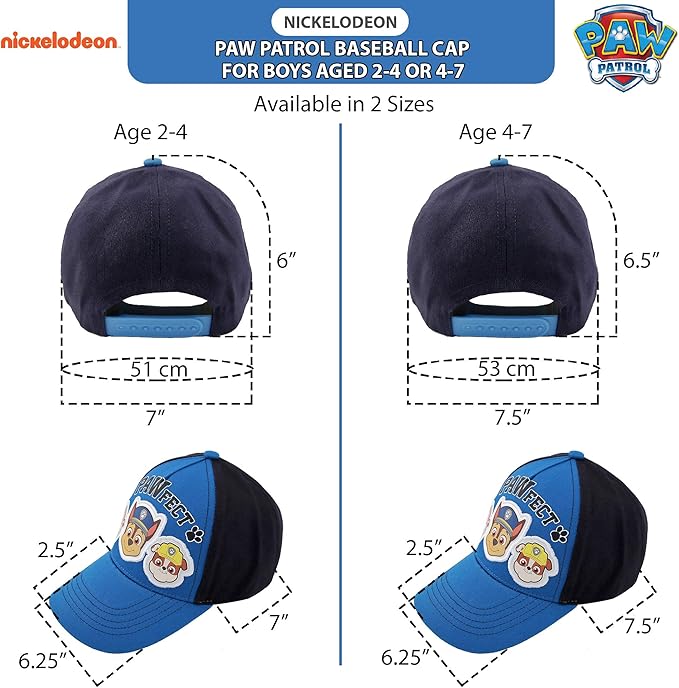 Nickelodeon Boys Baseball Cap, Paw Patrol Marshall Adjustable Toddler Hat, Ages 2-4 Or Boy Hats for Kids Ages 4-7