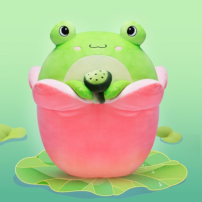 Original 12.5-inch Large Frog Plush Pillow Stuffed Animal Toy,Big Size Cute Soft Toys Fat Kawaii Hugging Pillows Cuddle Plushie,Gift for Kids