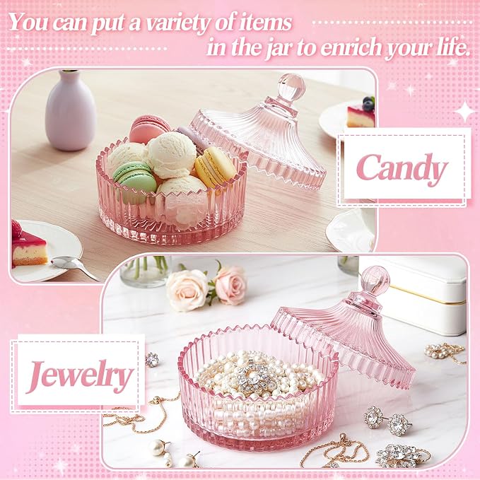 Extra Large Body Powder Puff and Container, 5.5'' Crystal Container with 5.3'' Oversize Dust Powder Puff Washable Reusable Face Body Glitter Wet Dry Makeup Gift(Pink)