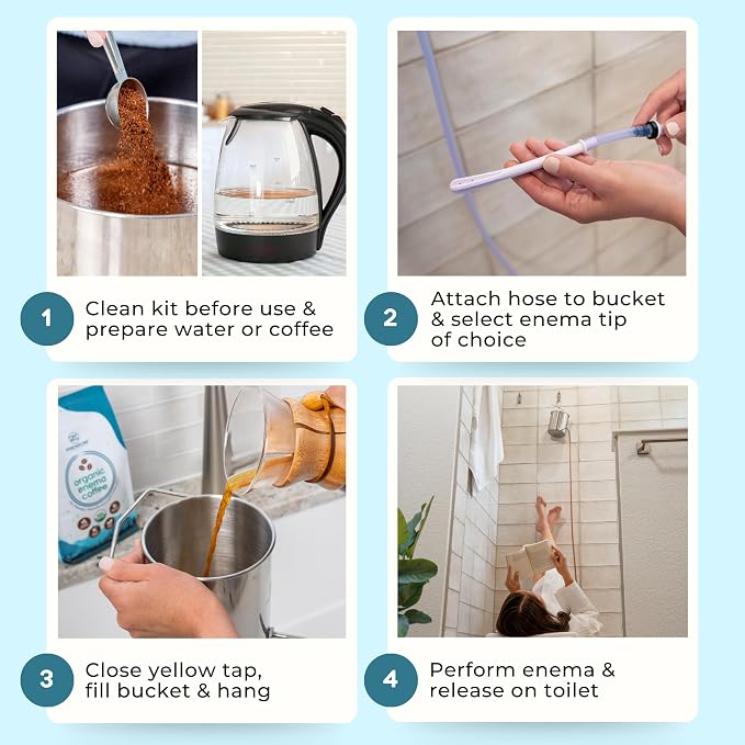 Premium Enema Stainless Steel Enema Kit for Colon Cleanse - 2 Quart Bucket with 6.75 Foot Hose, 7 Tips for Men and Women