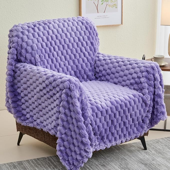 NEWCOSPLAY Fleece Clouds Cozy Throw Blanket for Couch, Lavender, 50"x60" | Premium Silky Flannel Blanket, Soft Lightweight Fluffy Throw Blanket for Bed Sofa Decor, Gift for All Season Use