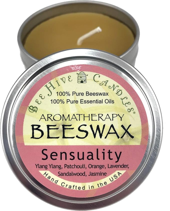 Bee Hive Candles Aromatherapy Beeswax Travel Tin (Sensuality, 6oz)