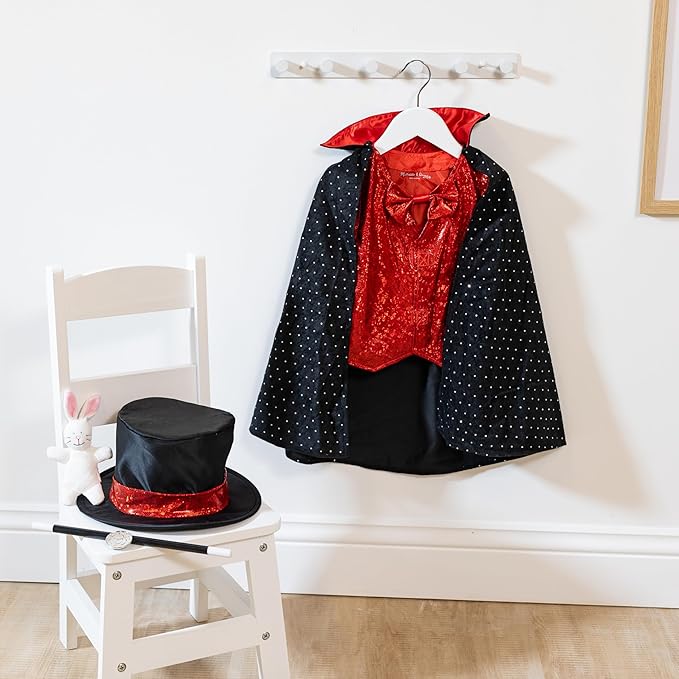 Melissa & Doug Magician Costume Role Play Set - Includes Hat, Cape, Wand, Magic Tricks