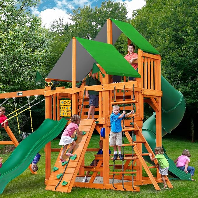 MOFEEZ 52" x 90" Swing Set Replacement Tarp for Play Set Outdoor, Polyester Oxford Fabric, Green