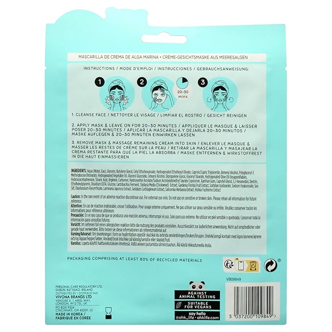 Cream Sheet Mask - Marine Algae by Oh K! for Unisex - 1 Pc Mask