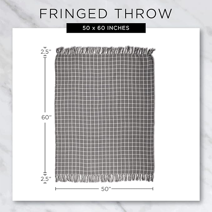 DII Rustic Farmhouse Double Diamond Woven Throw, 50x60, Mineral