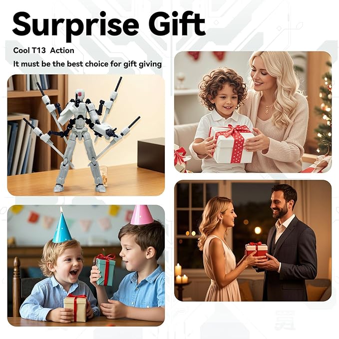 (Assembly Completed) 8 inch T13 Action Figure Set,T 13 Action Figure Multi-Articular Mobile Robot Nova T-13,Desktop Decorations for Game Lovers Toys (Blue)
