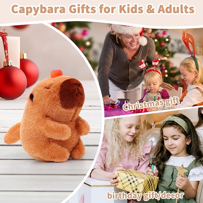 Cute Capybara Plush Toy with Shaking Tail Mini Capybara Keychain Stuff Animal Toys for Car, Desk, Back to School Gifts, Backpack Charm, Birthday Party Favor Fidget Toys for Kids Aduts (Style B)