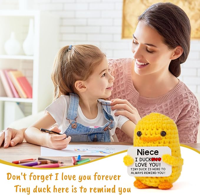 MBL Niece Gifts from Auntie Aunt - to My Niece Gift from Aunt, Funny Small Cute Emotional Positive Support Crochet Duck Christmas Stocking Stuffers Xmas Holiday Birthday Graduation Present for Nieces