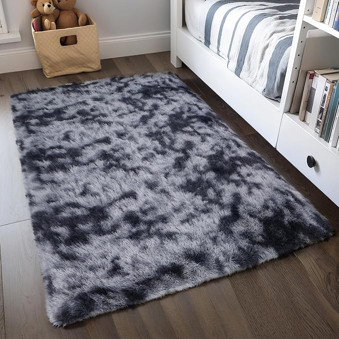 5x8 Dark Grey Fluffy Shag Rug for Bedroom, Plush Washable Carpet | Area Rug for Living Room, Kids Nursery, Dorm Room, Non Slip Shaggy Floor Carpet