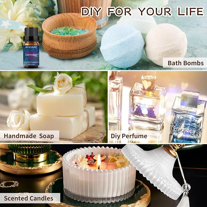 Lavender and Peppermint Essential Oil, 100% Pure, Undiluted, Natural, Organic Aromatherapy Essential Oils Gift Set, 10MLx2
