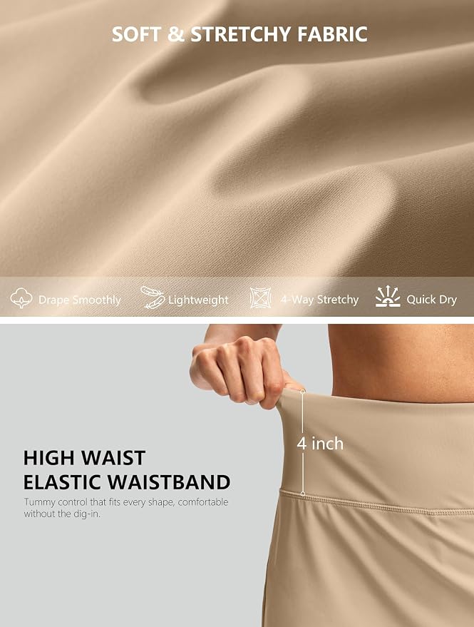 G Gradual 16"/18" Skorts for Women Golf Skirt with 2 Pockets Summer Casual | Built-In Shorts, High Waist, Soft 4-Way Stretch, Breathable Mesh Liner, Tennis Pickleball Athletic Wear, Easy To Match