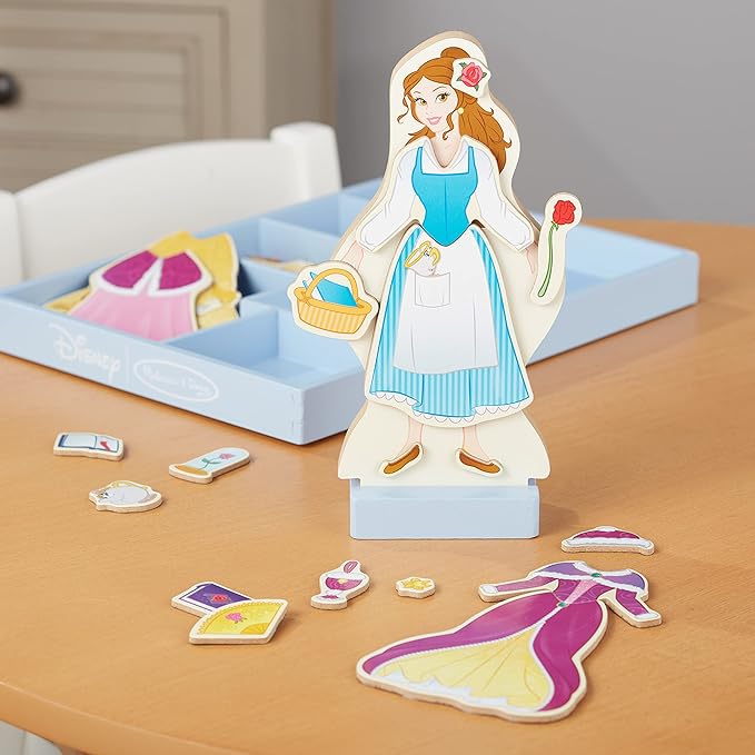 Melissa & Doug Disney Belle Magnetic Dress-Up Wooden Doll Pretend Play Set (30+ pcs)