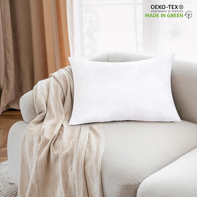 ROYALE LINENS 14 x 22 Pillow Insert - Down Alternative Throw Pillows Insert - Square Pillow Pack of 2 White - Bed & Couch Pillows - Inner Cushion for Bed, Cushion for Living Room - Shams Stuffer