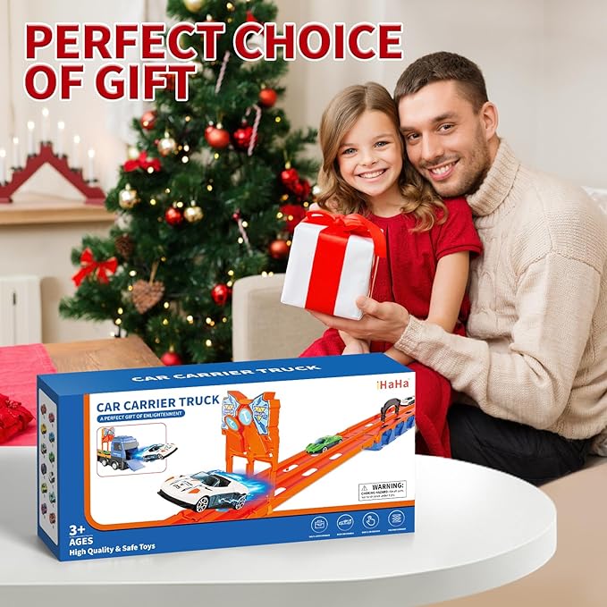 78 inches Transport Truck with 24pcs Die-Cast Cars Toys, Cars Toddler Toys Gifts for 2-7 Years Old Boys & Girls, Blue Modern Truck Toys
