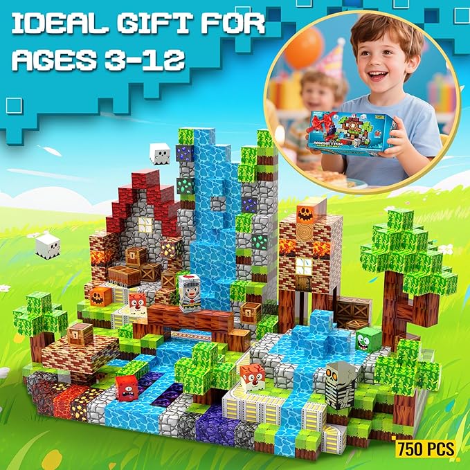 Magnetic Blocks, 150PCS Magnetic Building Blocks Cubes, STEM Magnet Blocks, Stacking Magnets Toy, Sensory Play Christmas Birthday Gifts for Boys and Girls Age 3+ Years Old