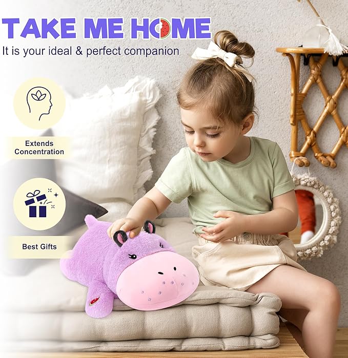 Onsoyours Original Weighted Hippo Stuffed Animals - 13.8"|1.8lbs Comfort Hippopotamus Plush, Soft Cute Hugging Plushies Toys Gifts for Kids & Adults